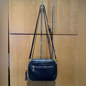 Pom Pom London City Bag - Navy Blue Leather Crossbody